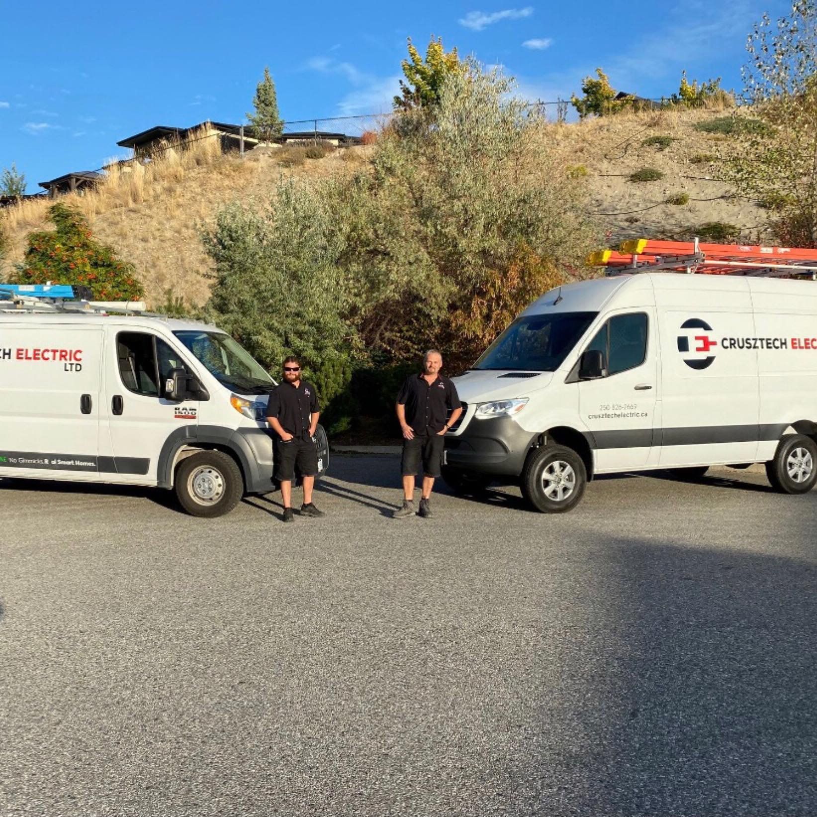 The Crusztech crew with their two vans