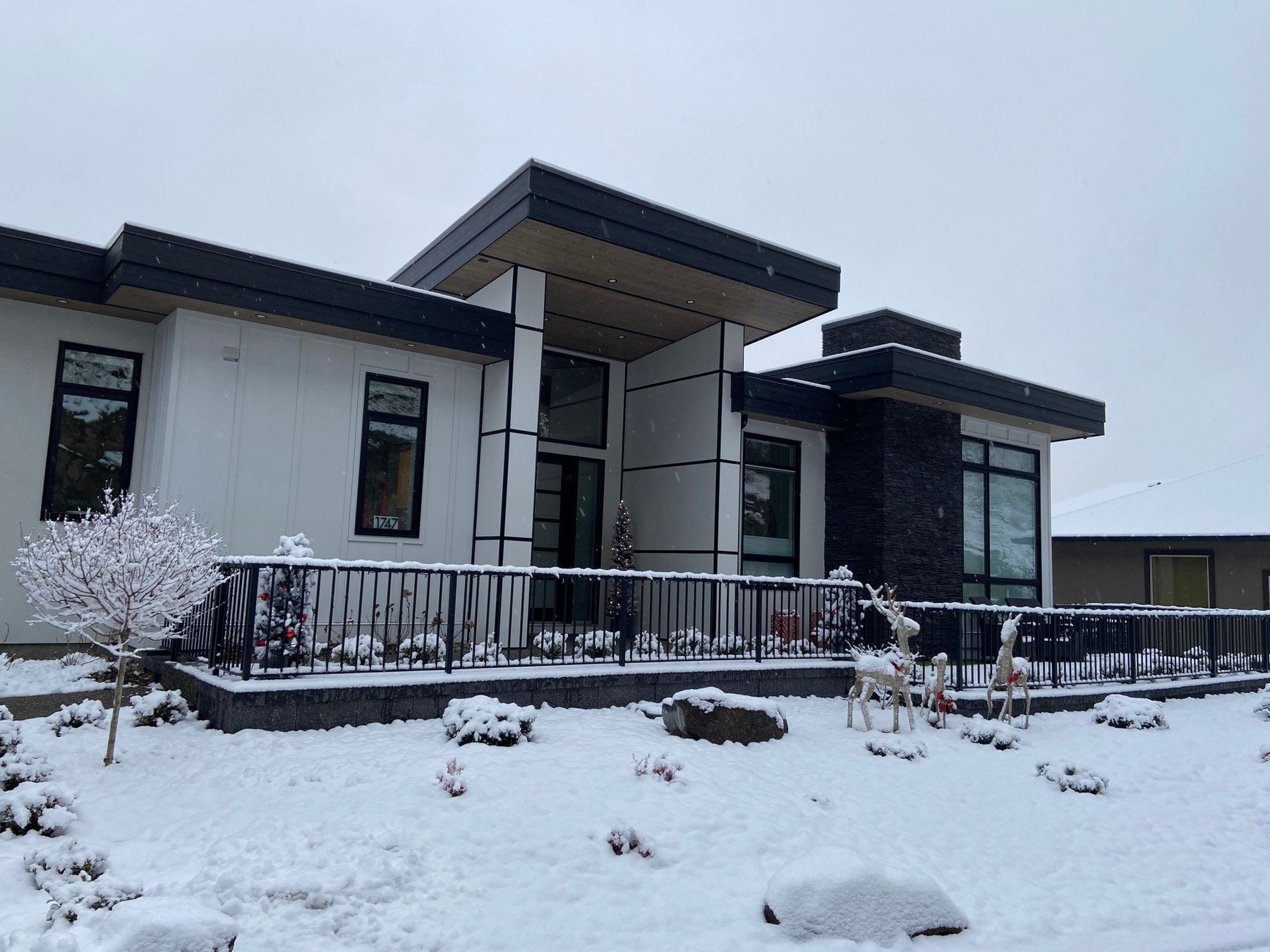 Modern home in winter